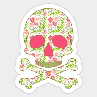 Skull with Flowers Sticker